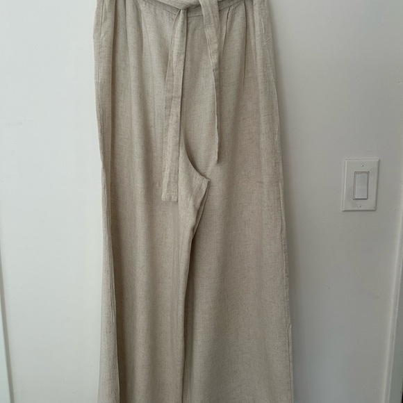 SHEIN Women's Beige Wide Leg Linen Pants - Picture 3 of 8